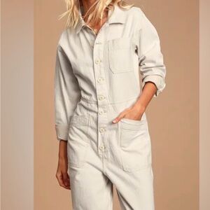 Free People Ivory buttoned  Jumpsuit  size small